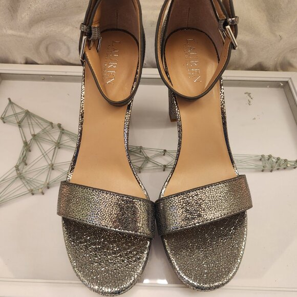 Ralph Lauren Silver/Gun Metal Platform Heeled Sandals. NWOB. Size 8.5 - Picture 5 of 10